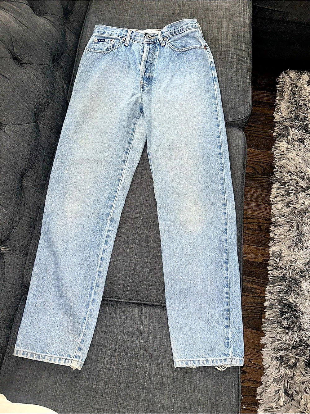 Express Straight Leg Jeans in Blue Waist Juniors 6